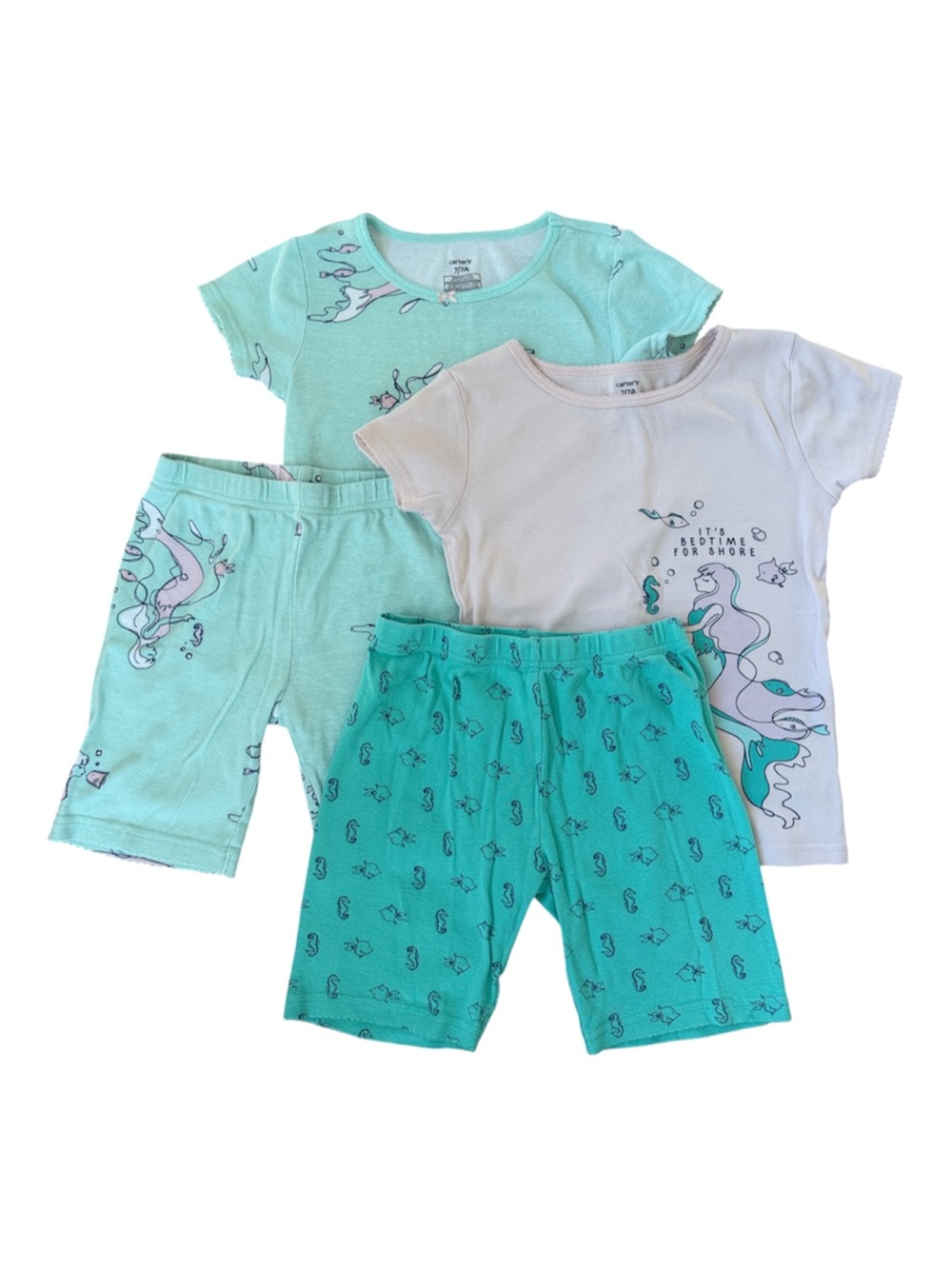 Carter's Mint and Pink Mermaid Short Pajama Set - 4pc